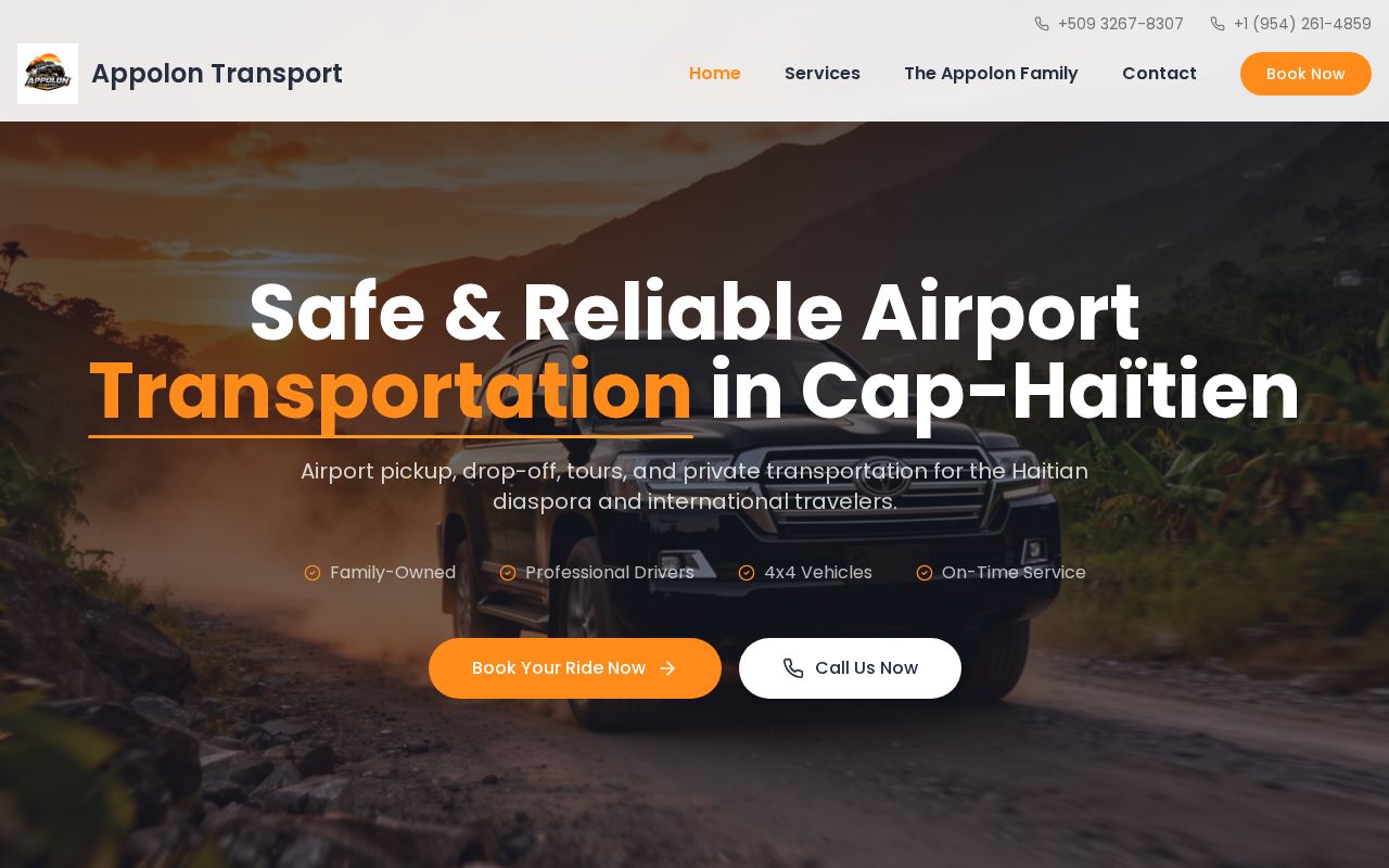 Homepage of Appolon Transport