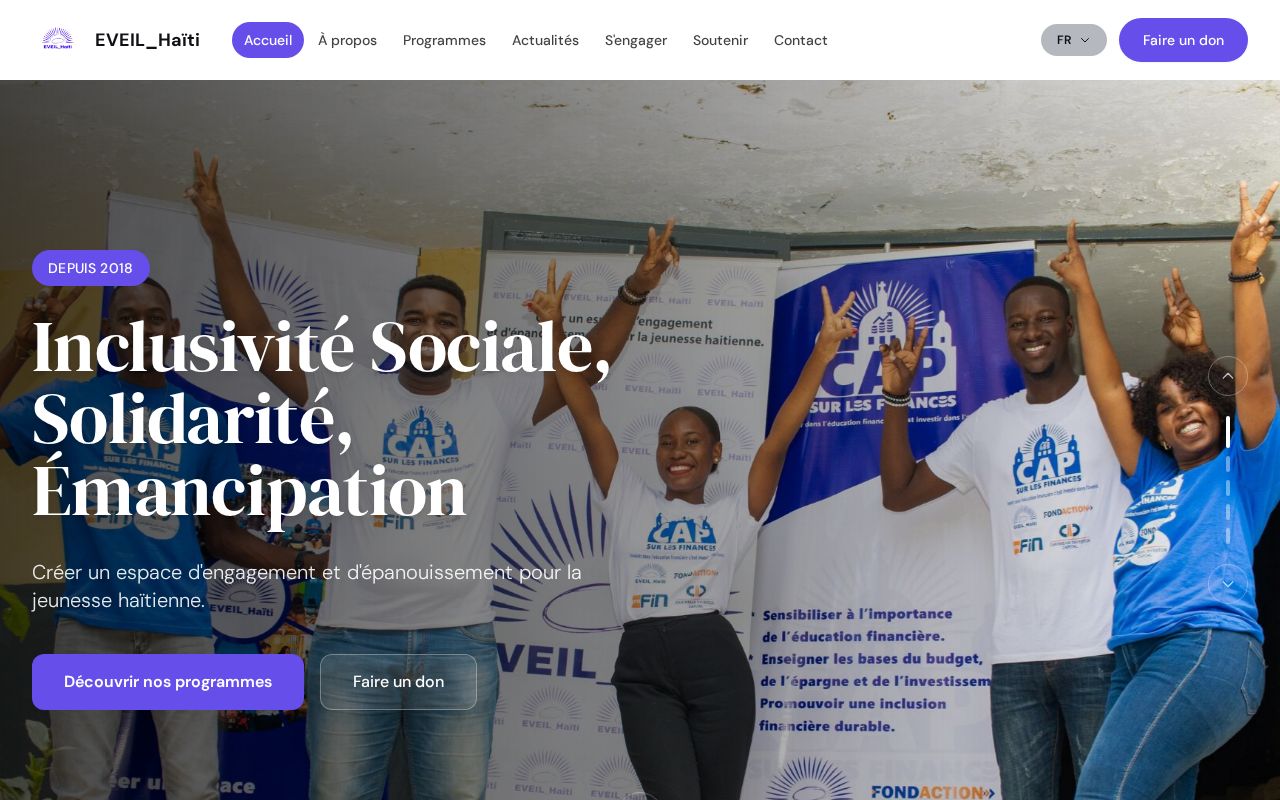 Homepage of Éveil Haïti